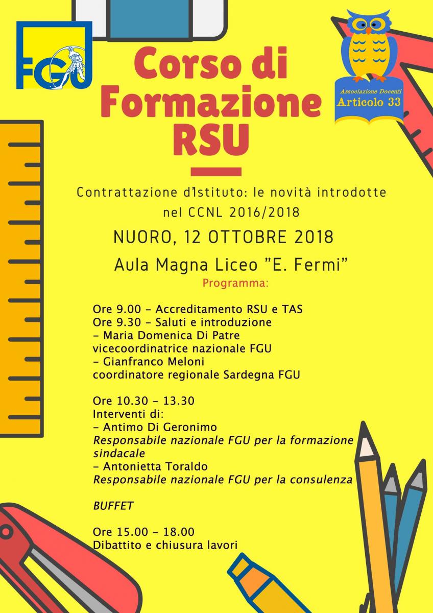 Corso di Formazione RSU - venerdì 12 ottobre 2018 - Liceo Scientifico "E. Fermi" Nuoro