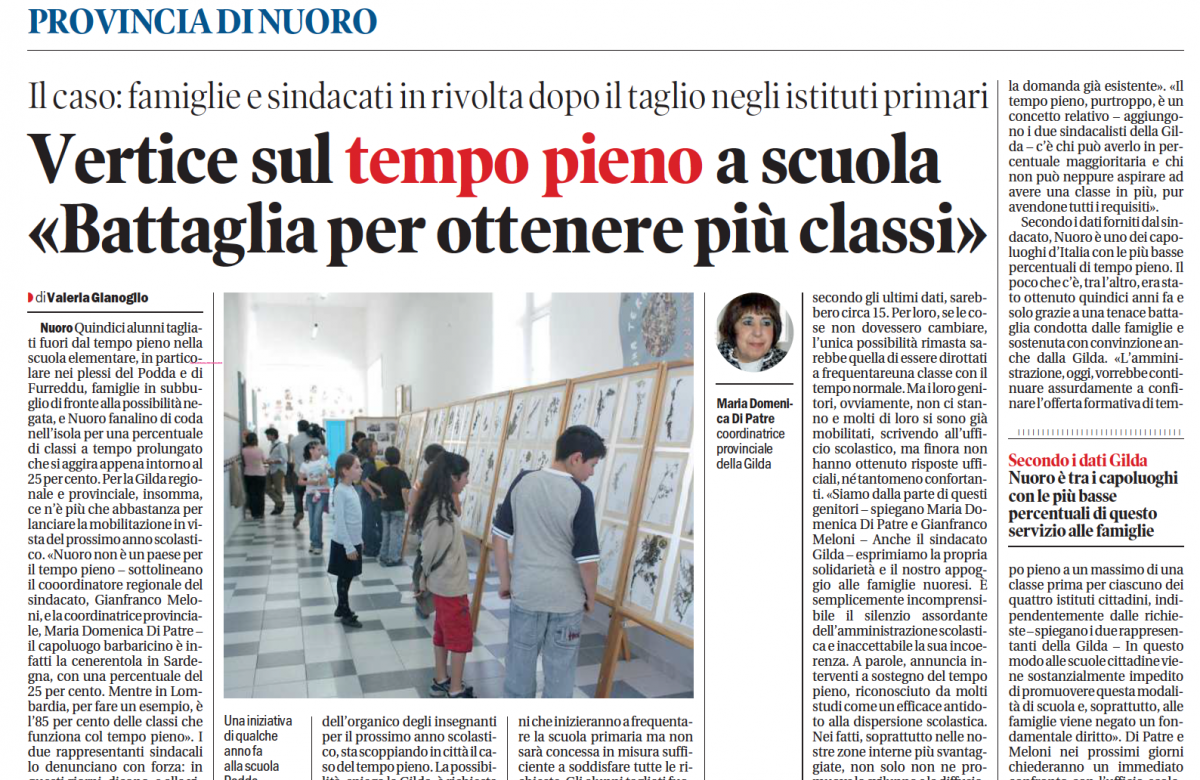 VERTICE SUL TEMPO PIENO A SCUOLA. BATTAGLIA PER OTTENERE PIÙ CLASSI