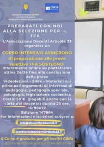 Corso preparazione TFA Sostegno 2025